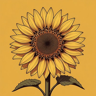 Sunflower on yellow background