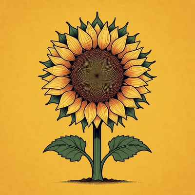 Sunflower with yellow background