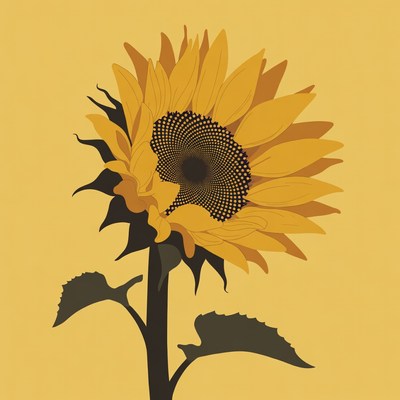 Sunflower with yellow background