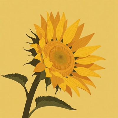 Sunflower against a yellow background