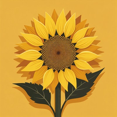 Bright sunflower against yellow background