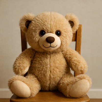 Teddy bear sitting on chair