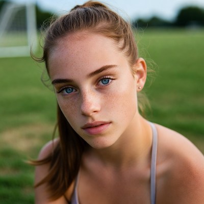 Young athlete resting on field