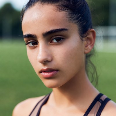 Young athlete on field during training session