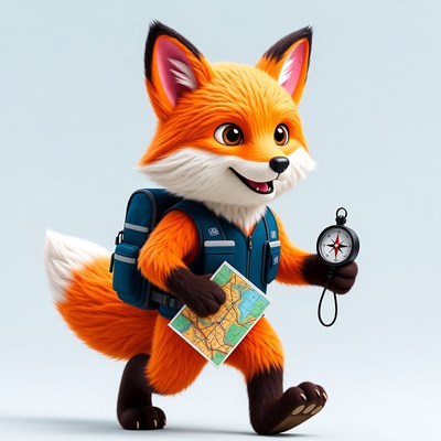 Fox explores with map and compass