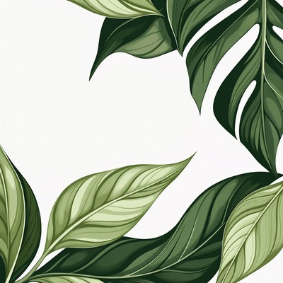 Green leaves on white background