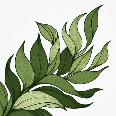 Green leaves on white background