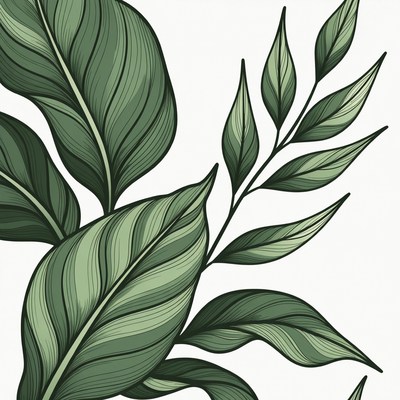 Green plant leaves with detailed patterns