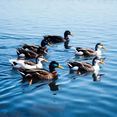 Ducks swimming in clear water