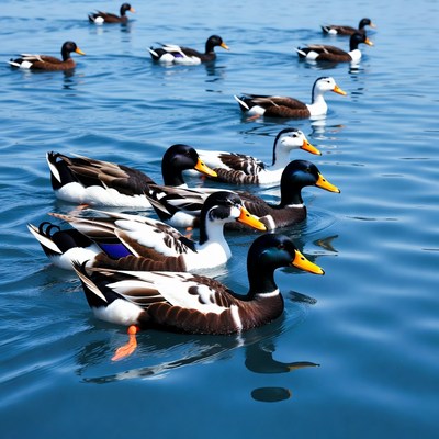 Ducks swimming in clear water