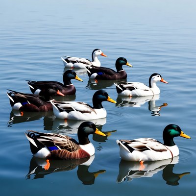 Ducks swimming in calm water