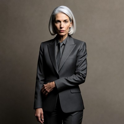 Professional woman in suit standing still