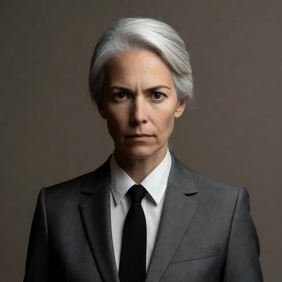 Professional person in suit with gray hair