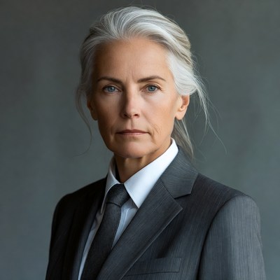 Professional woman in suit and tie