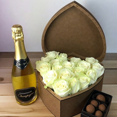 Champagne and roses gift set