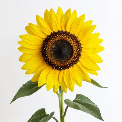 Sunflower bloom on a white background