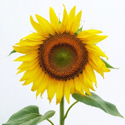 Sunflower growing in bright sunlight
