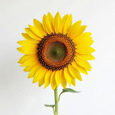 Bright sunflower on white background