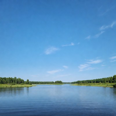 Clear blue sky over calm water