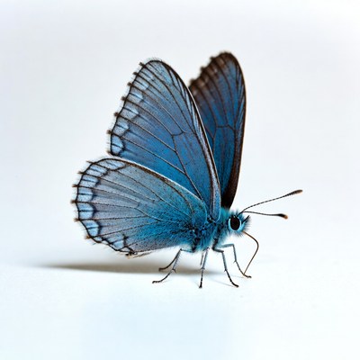 Blue butterfly on white background
