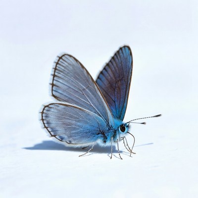 Butterfly on white surface in sunlight