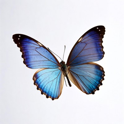 Blue butterfly in flight
