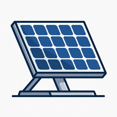 Solar panel standing in sunlight