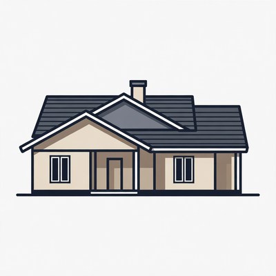 Modern house design with porch and chimney