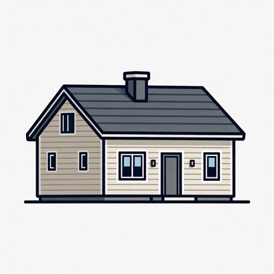 Simple house with chimney and windows