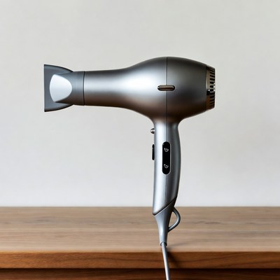 Hair dryer on wooden surface