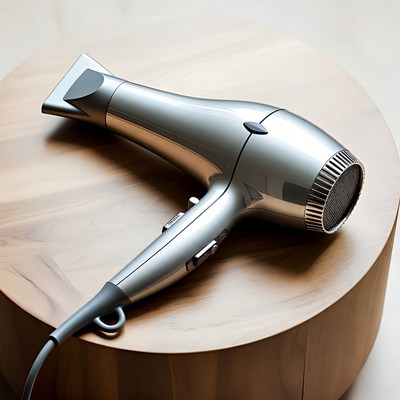 Hair dryer on wooden table
