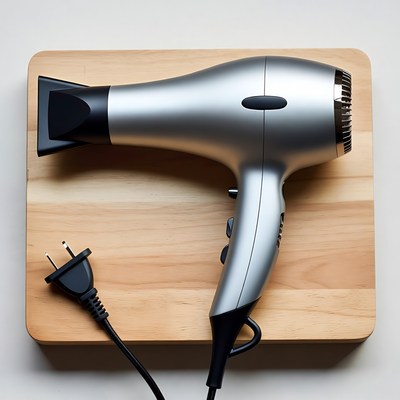 Hair dryer on wooden surface