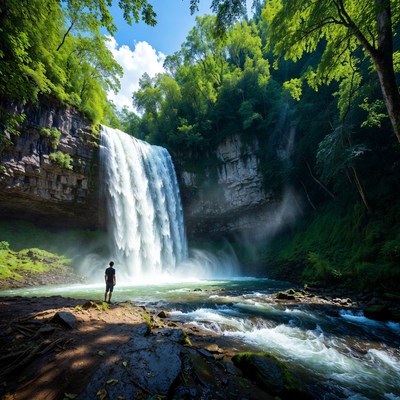 Waterfall in a forest setting