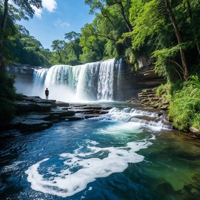 Waterfall view in nature setting