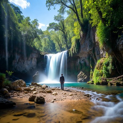 Waterfall surrounded by trees and rocks