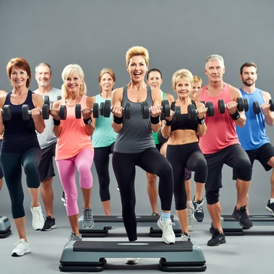 Group workout session with weights