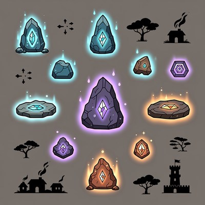 Magical stones in various shapes