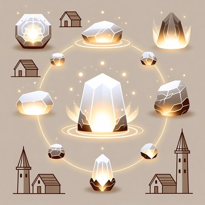 Crystals and houses in circular layout