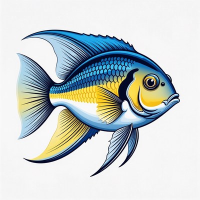 Bright fish swimming in clear water