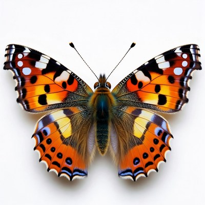 Orange butterfly on a white surface