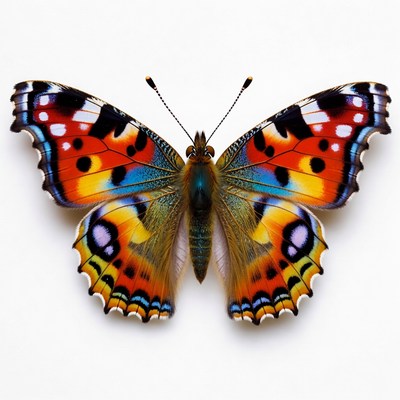 Butterfly with colorful wings rests still