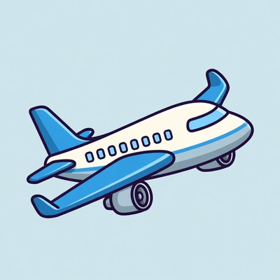 Cartoon airplane flying in the sky