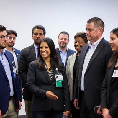 Meeting with team members in office