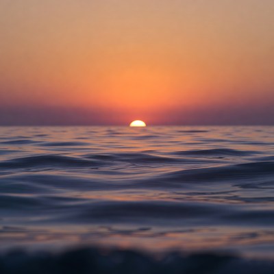 Sunset over the ocean waters