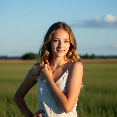Young girl in open field