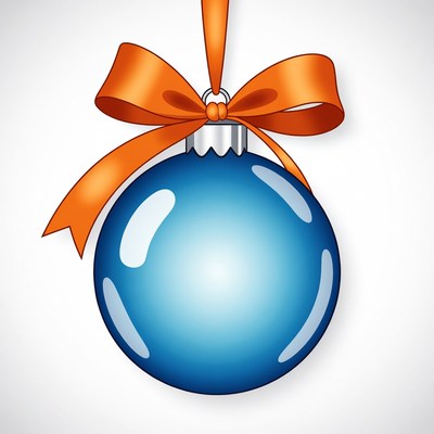 Blue ornament with orange bow decoration