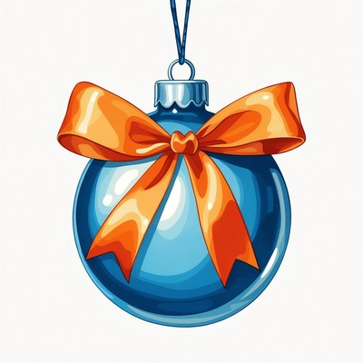 Holiday ornament with bow hanging