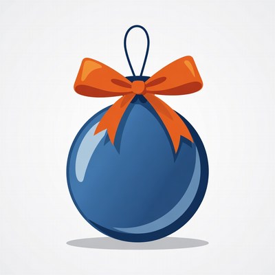 Blue ornament with orange bow
