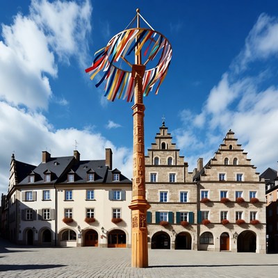 Traditional maypole in town square