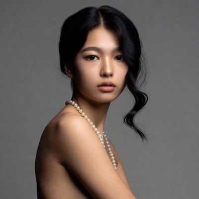 Portrait of a woman with pearls